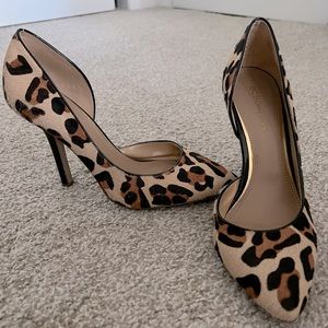 Pre-owned BCBGeneration Leopard Print Calf Hair D’Orsay Pumps, Sz 7.5.